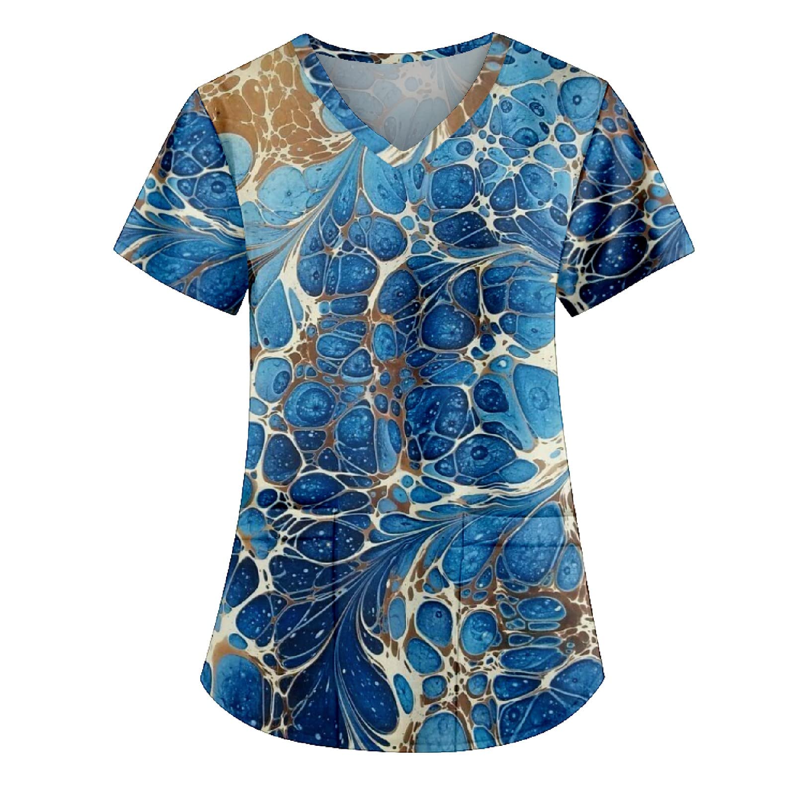 Scrubs for Women Women's Comfortable Lightweight Durable Soft Stretch Printed V-Neck Medical Scrub Top
