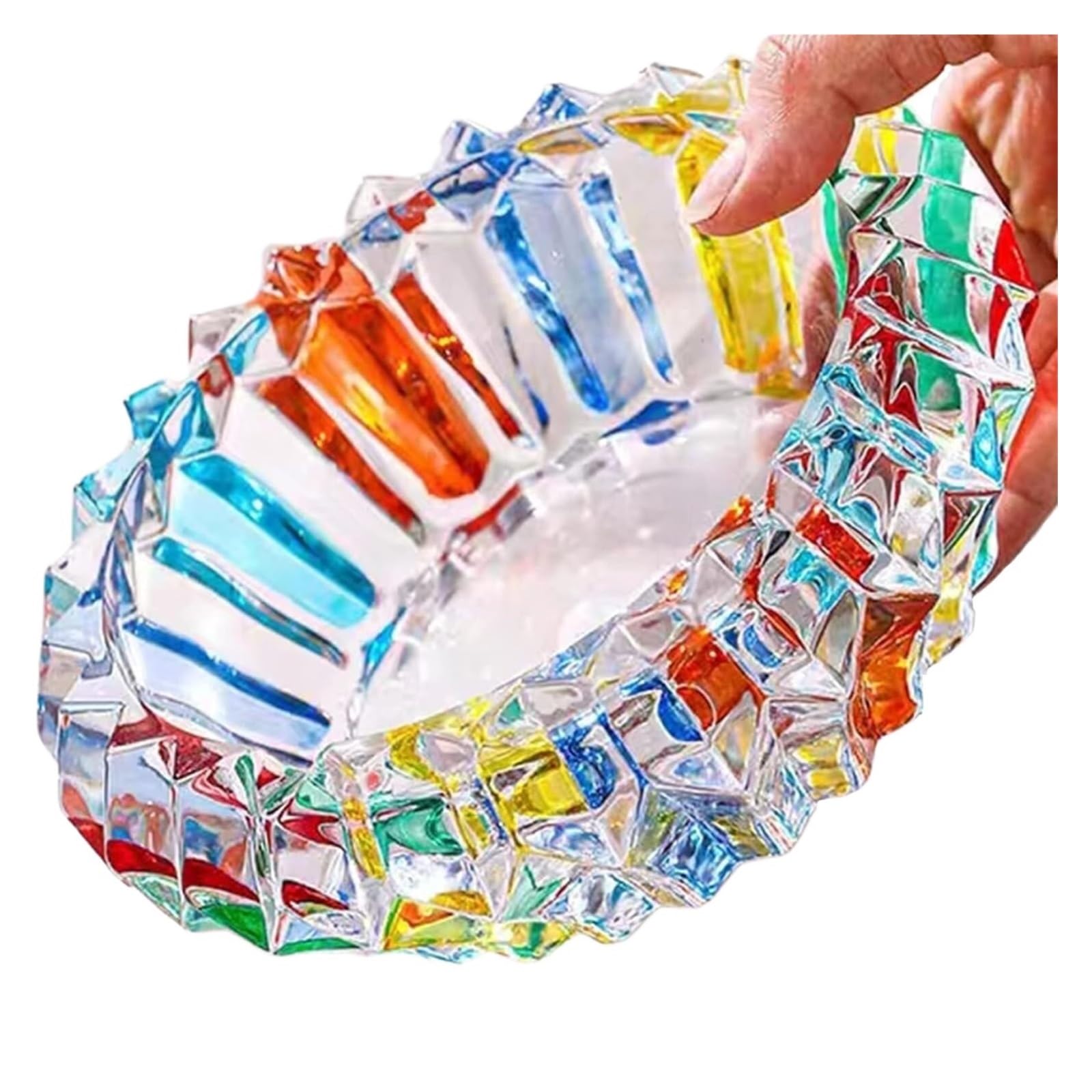 5.5 Inch Colorful Crystal Ashtray, Cigar Cigarette Holder Desktop Decor for Home Office