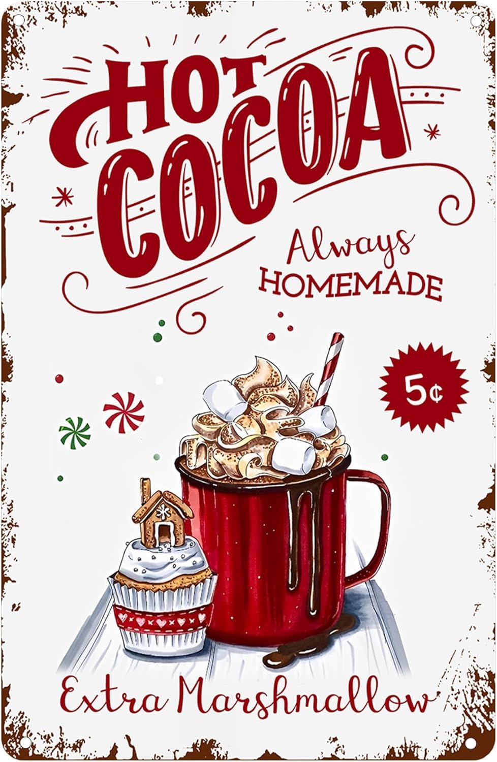 Amazon.com: Christmas Signs Hot Cocoa Bar Metal Tin Sign Vintage