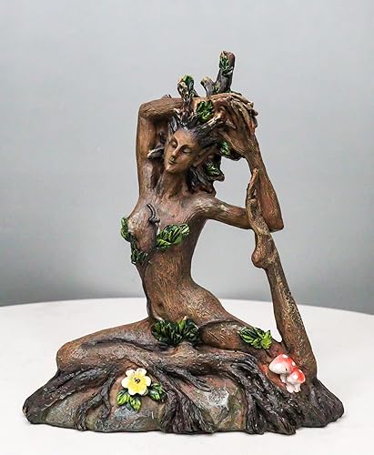 Miniatura 8 de Ebros Gift Celta Greenwoman Gaia Dryad Ent Nativa Tierra Diosa Meditación Yoga Paloma Zen Pose Figurilla Árbol de la Vida Criatura mística ser
