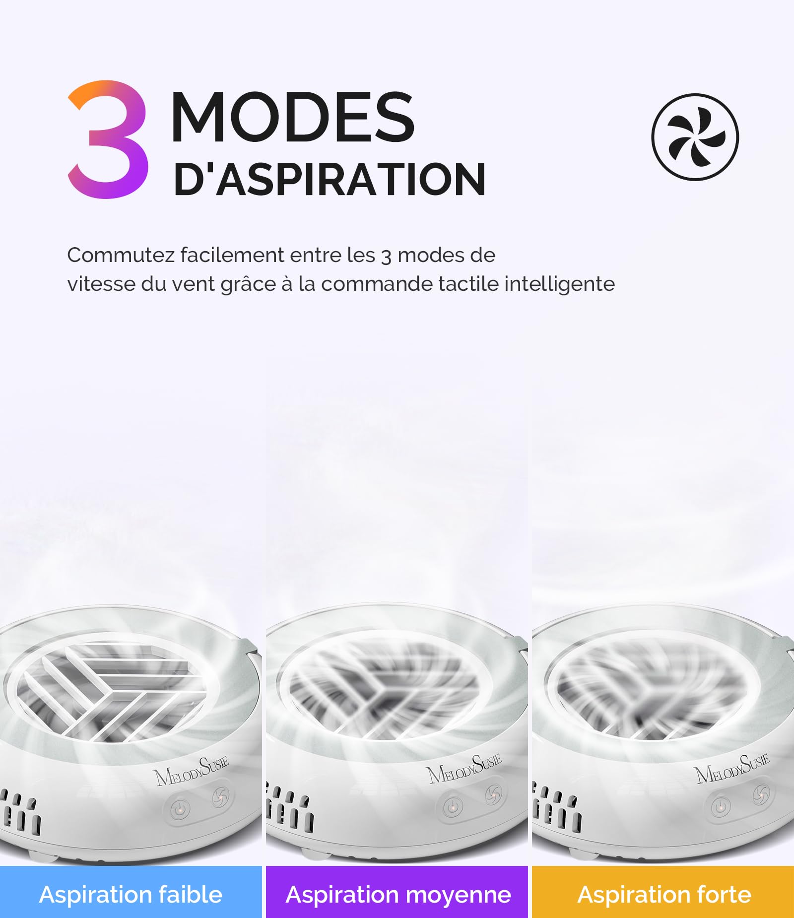 MelodySusie Aspirateur Ongle Portable HProA - 6000 tr/min Mini Aspirateur à poussière avec 30 Filtres aspirateur de table Ventilateur pour Ongles pour débutants et Salons, Blanc