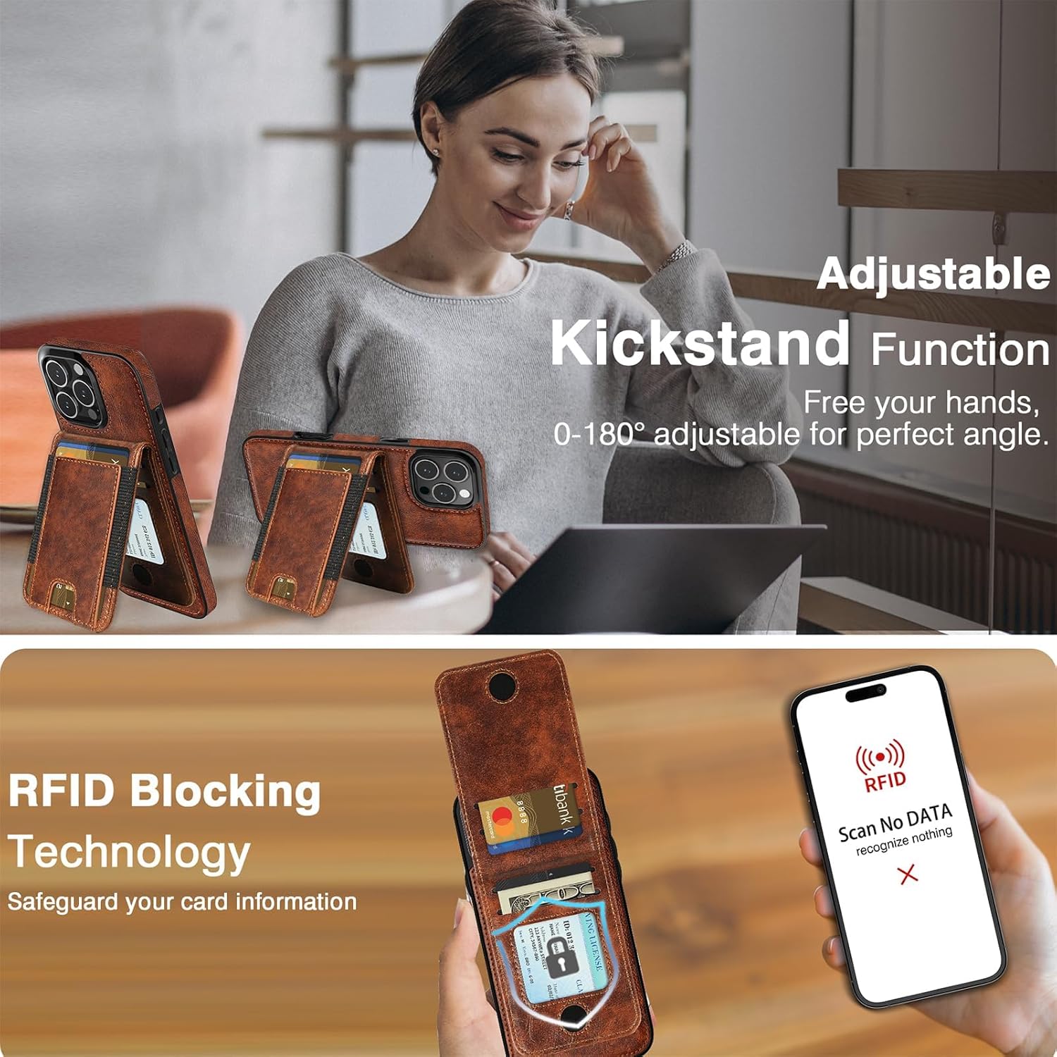 LOHASIC Compatible with MagSafe for iPhone 16 Pro Max Wallet Case, Magnetic Detachable Leather Wallet Case with 5 Card Holder, RFID Blocking PU Protective Phone Cover for Men Women 6.9" 2024 - Brown