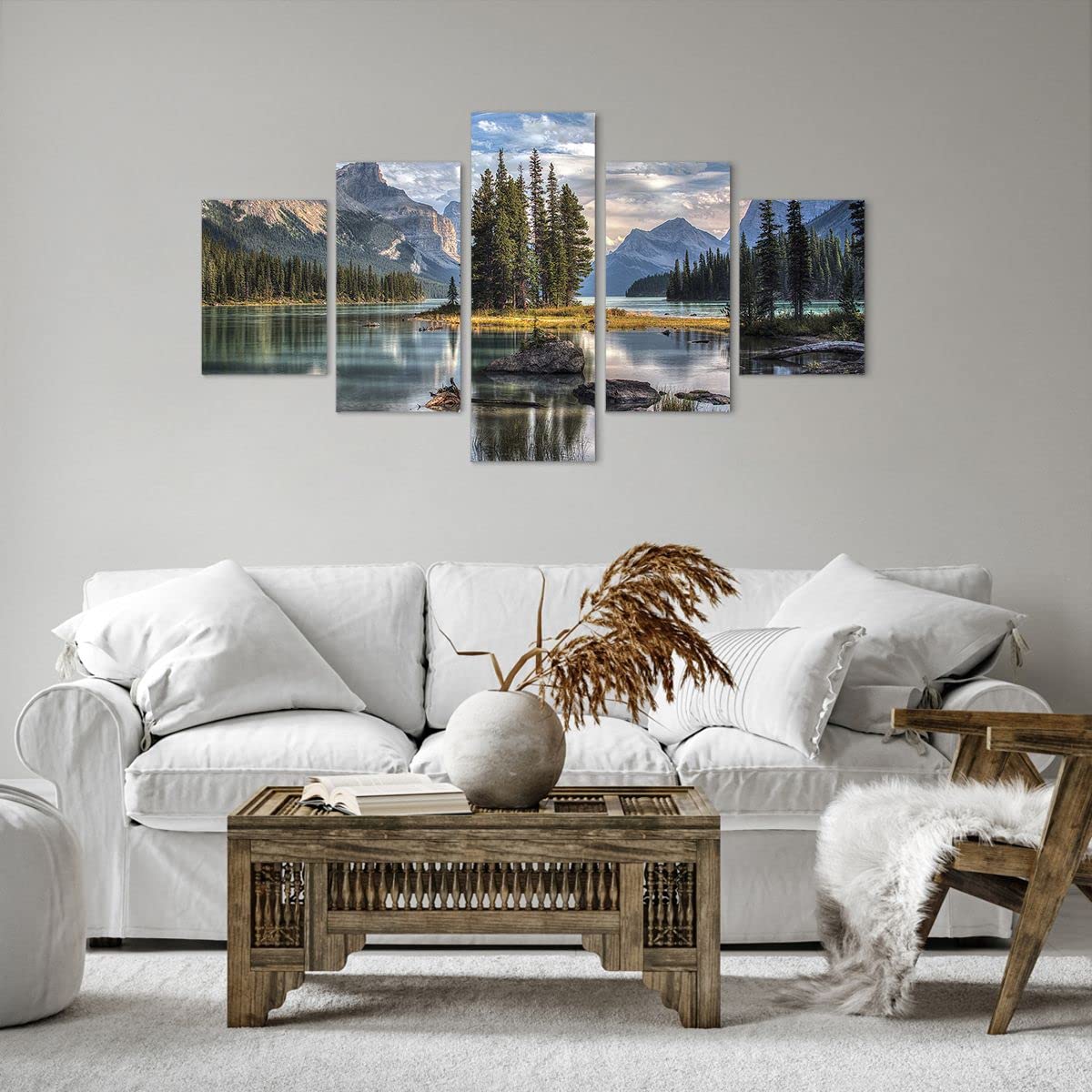 ARTTOR Bilder auf Leinwand 125x70cm Wandbild Landschaften Natur - 4133 | See Landschaft Mehrteilige Klein Wanddekoration Wohnzimmer Schlafzimmer Wanddeko Wand Kunstdruck Wandkunst Wall Decor ARTTOR