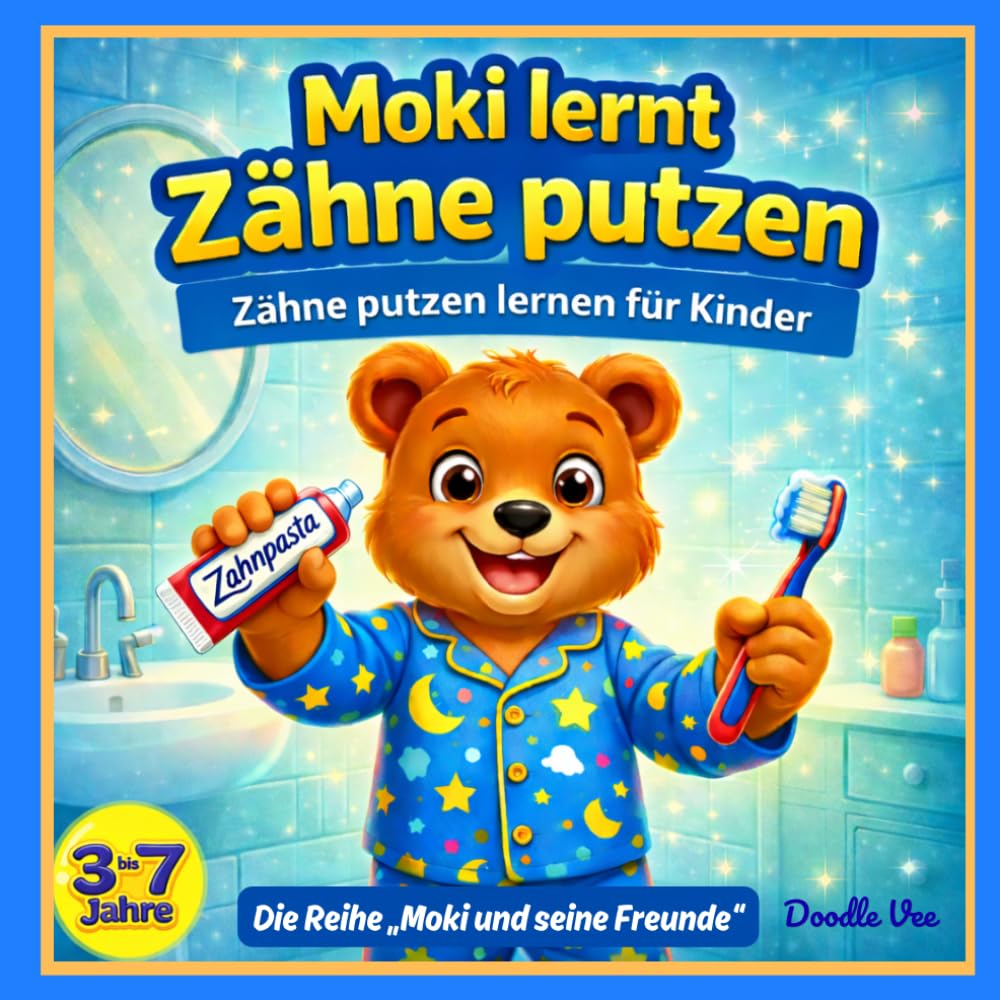 Moki lernt Zähne putzen. Lustige Kindergeschichte über Zahnpflege, Süßigkeiten und den Zahnarzt für Kinder von 3 bis 7 Jahren: Zähne putzen lernen für ... tägliche Zahnpflege (Moki und seine Freunde)