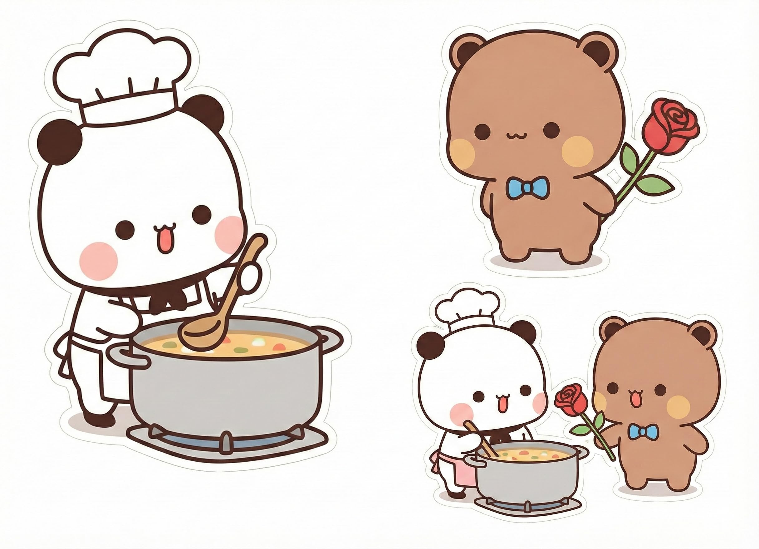 Set of 3 Bubu Dudu Chef Cooking Theme Fridge Magnet, Printed MDF Wooden Stickers, Kitchen Decor-image-44