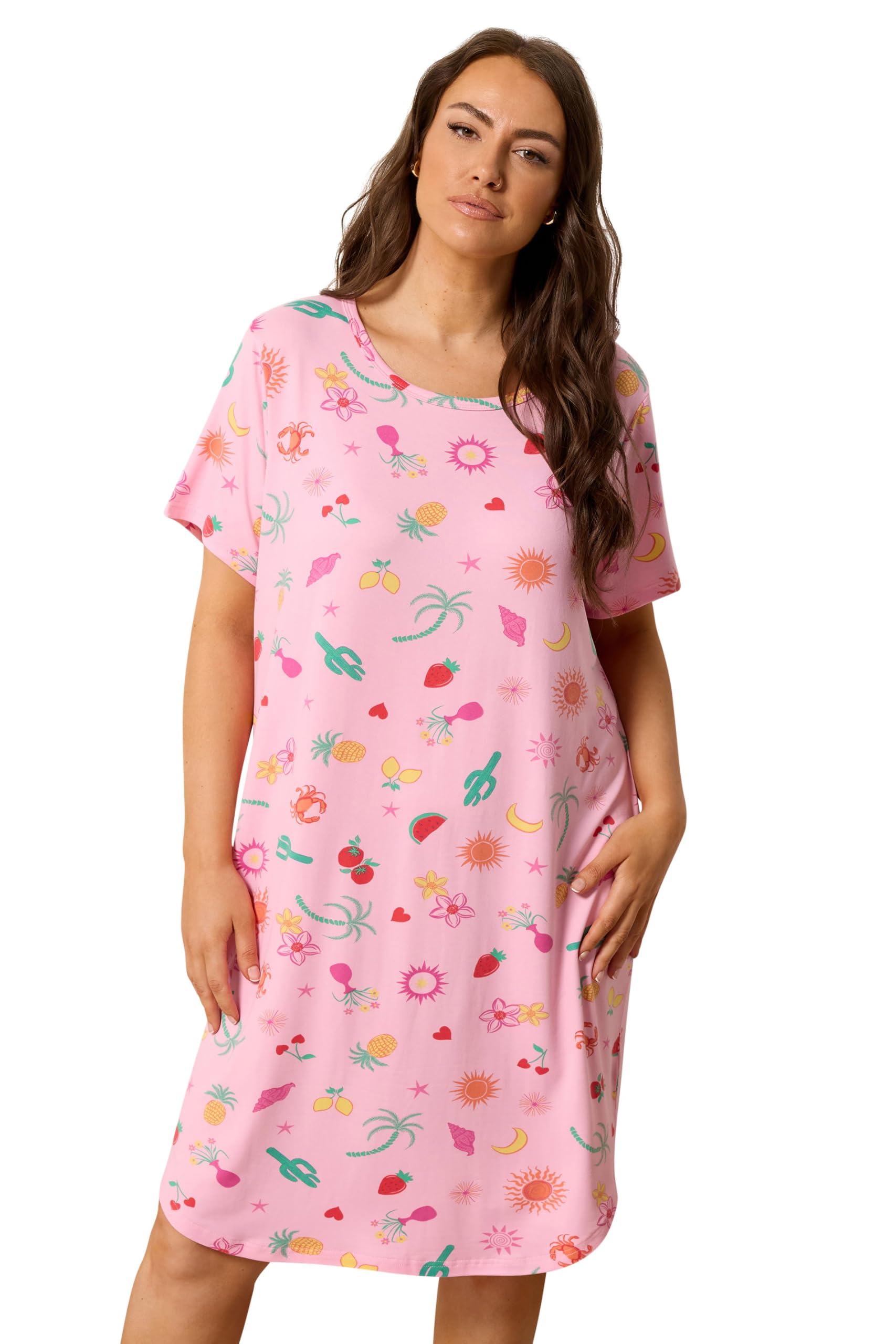 Yours - Women's Nightdress - Summer Print - Size 34-36 - Baby Pink