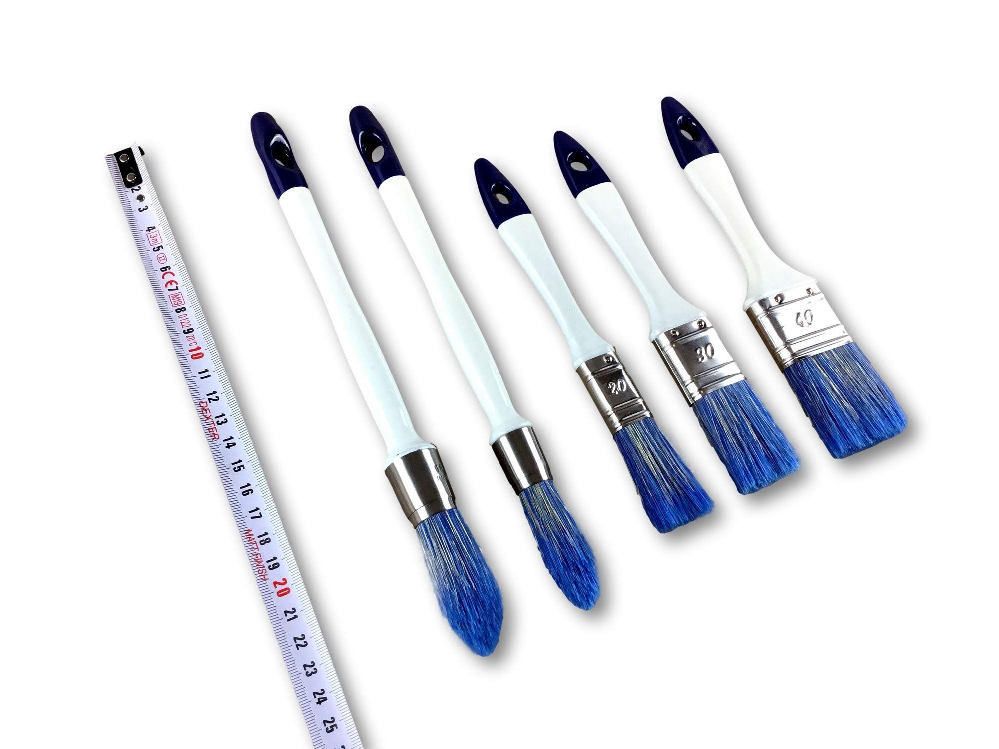 Kibros 5 pinceaux Acrylique Bicolores 3 Plats 20-30-40 mm + 2 rechampir