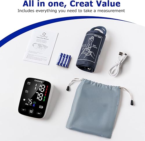 Miniatura 7 de Monitor de presión arterial, monitores de presión arterial superior del brazo para uso doméstico, memoria de lecturas de 2 x 199, puño ajustable de