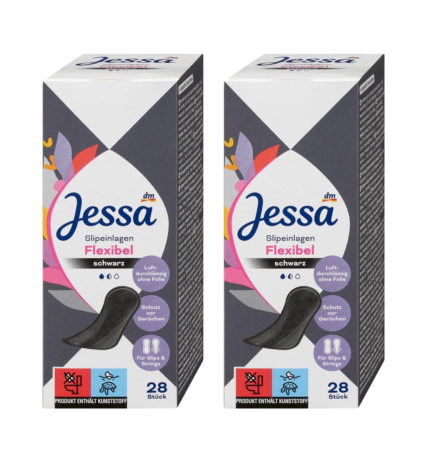 Jessa Lot de 28 protège-slips flexibles noirs perméables à l'air et anti-odeurs