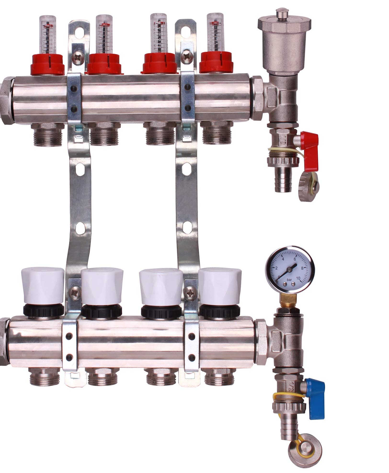 Underfloor Heating Express Brass Underfloor Heating Manifolds 2-12 Port Options (4 Ports)