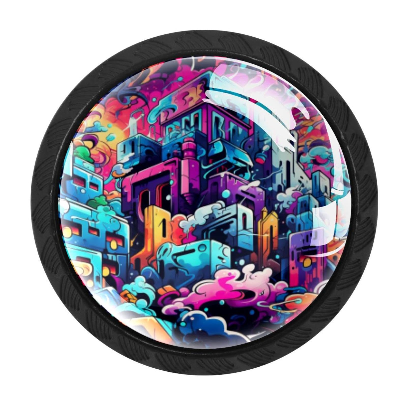 CHENZZZZ 4 Pack Cabinet Handles Doodle Kitchen Drawer Pulls Furniture Door Handles for Cupboard Bedroom Wardrobe