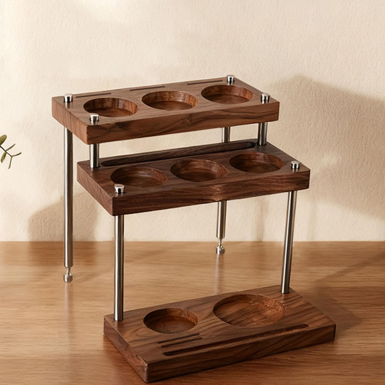 Espresso Tamper aus Holz, handgefertigtes Aufbewahrungsregal, Holz Aufbewahrungseinheit für Kaffeezubehör und Werkzeuge, Kaffee Tamper