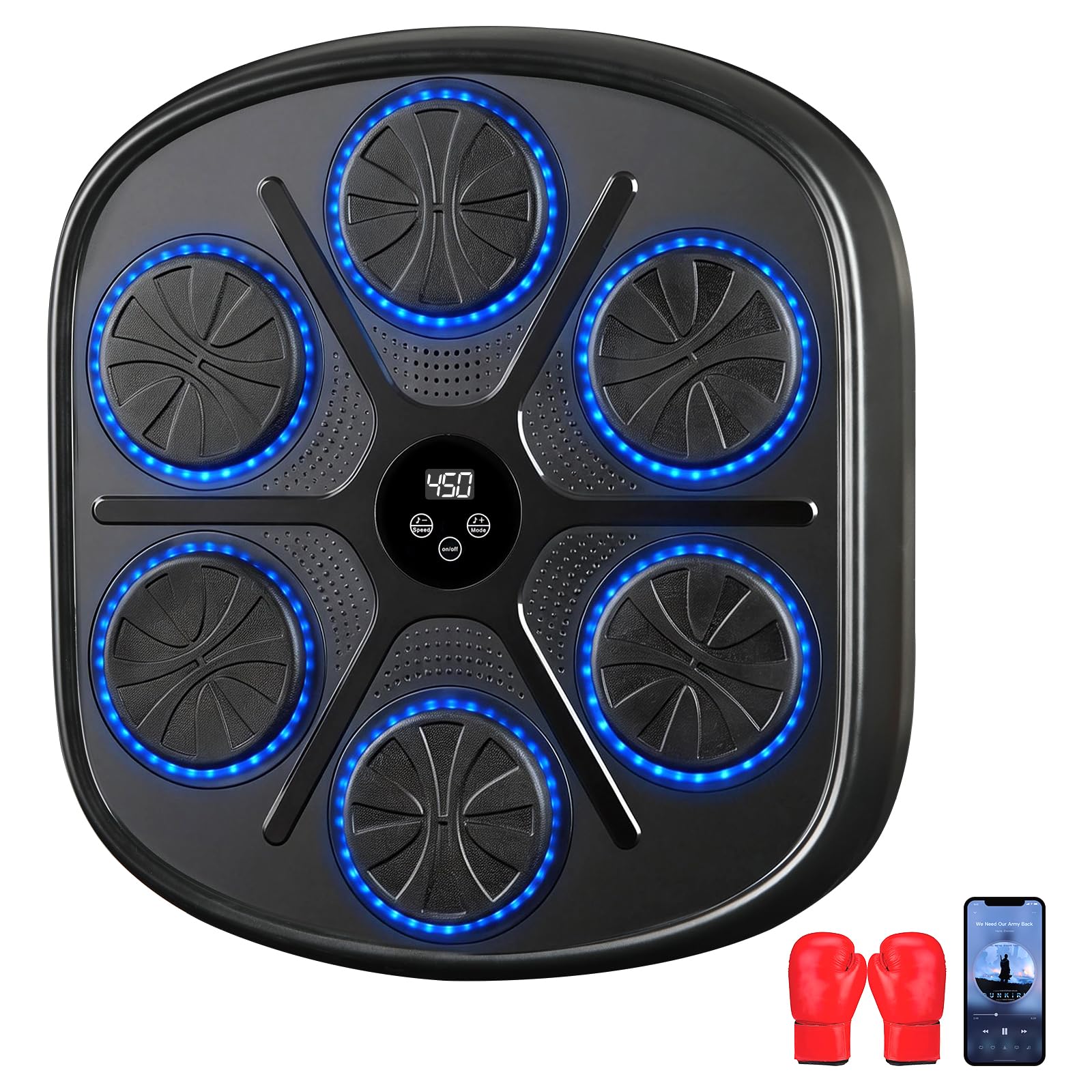 Music Boxing Machine, Macchina da Boxe Musicale per Il Montaggio a Parete con Guantoni da Boxe, 9 modalità di velocità e modalità di Conteggio, Beat Punch per Il Rilascio dello Stress