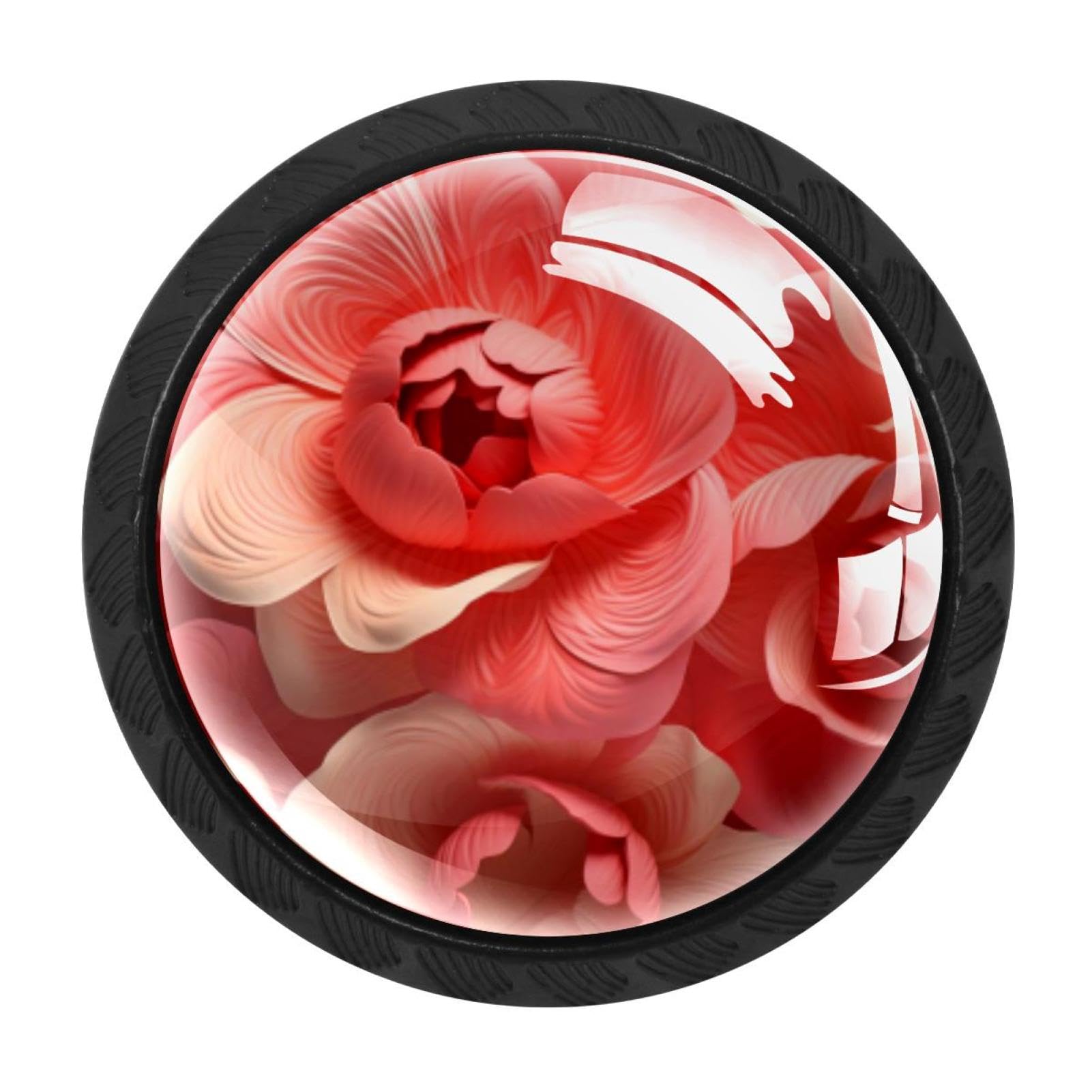 CHENZZZZ Flower Petal Drawer Knobs Pull Handle Crystal Glass Circle Shape Cabinet Drawer Pulls Cupboard Knobs with Screws for Kitchen Cupboard Dresser Wardrobe etc