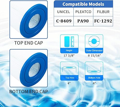 Miniatura 3 de CLARIFY Cartucho de filtro de piscina reemplaza a Hayward C900, CX900RE, PA90, Ultral-B6, Unicel C-8409, Filbur FC-1292, PXC95, Clearwater II