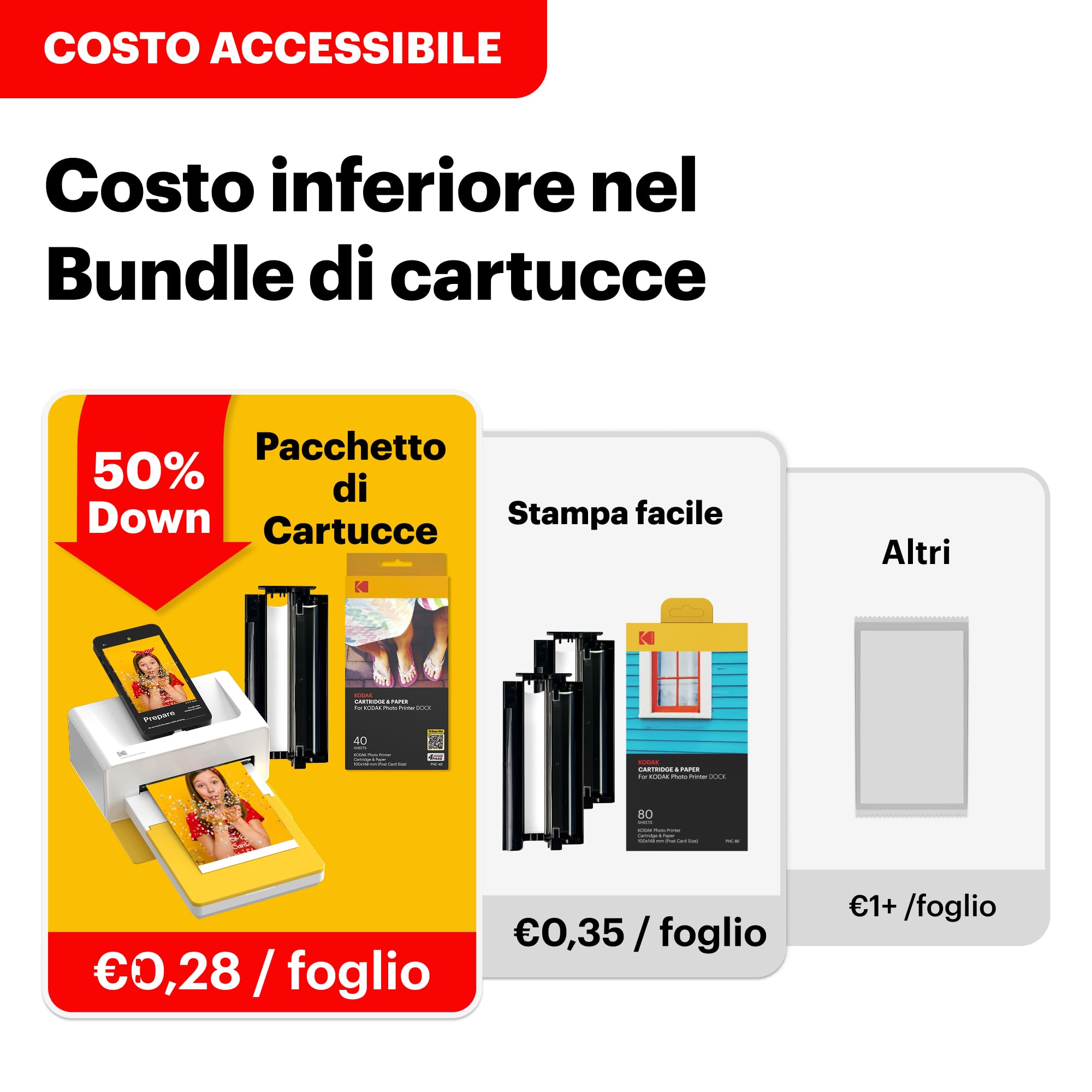 KODAK Dock Plus Stampante Fotografica 10x15 cm, 4PASS, Bluetooth, iPhone, Android