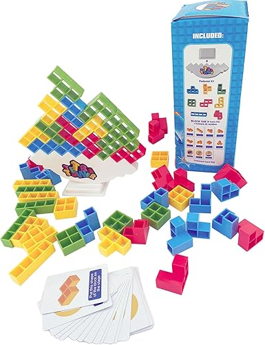 Miniatura 8 de Juego de 48 piezas de torre Tetra, juegos de mesa de ataque para fiestas de viaje familiar, 2 jugadores de equilibrio apilable, juegos familiares