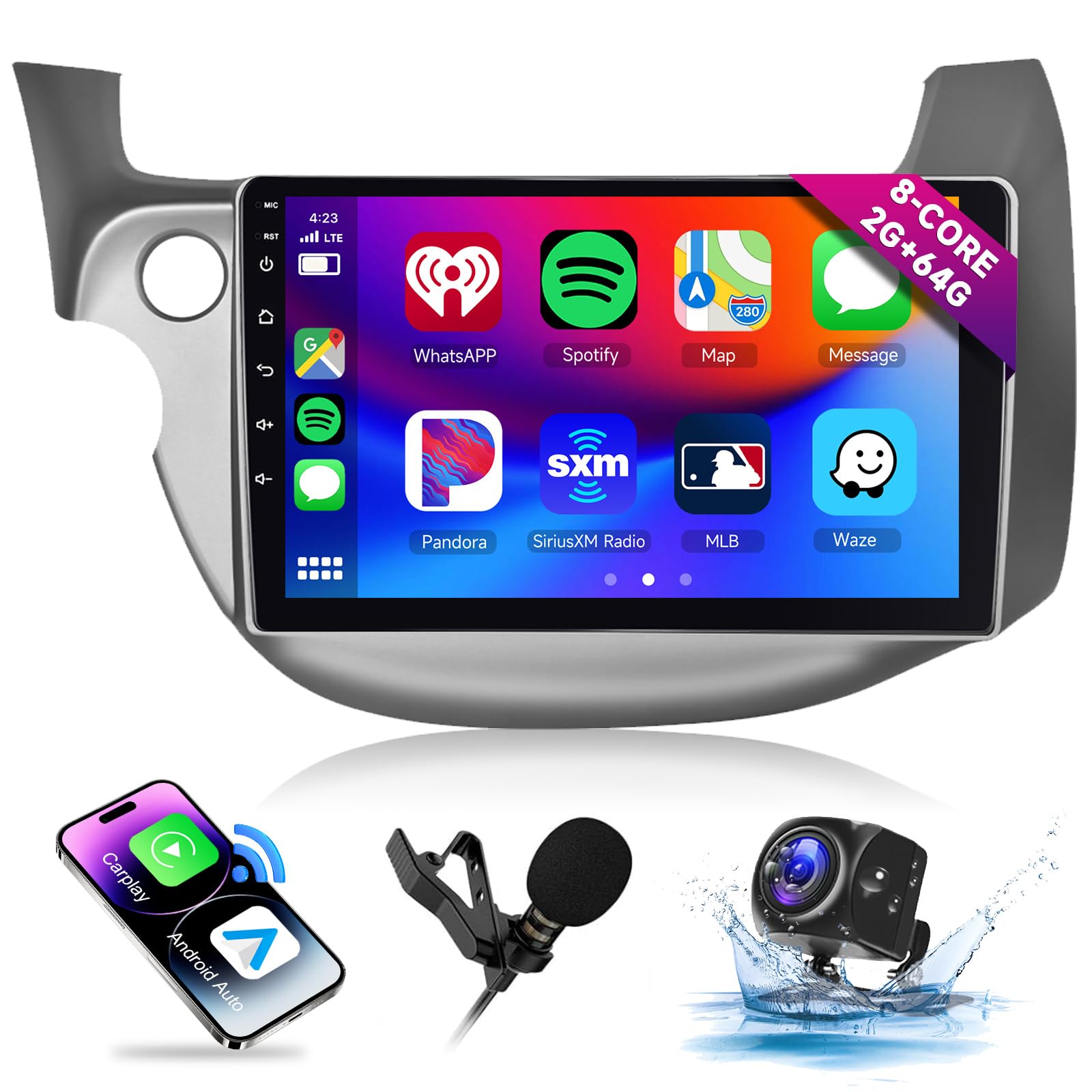 ホンダ　フィット　Android CarPlay AndroidAuto Car Stereo for Honda Fit 2008-2013 4G+64G 8 Core Android Head Unit