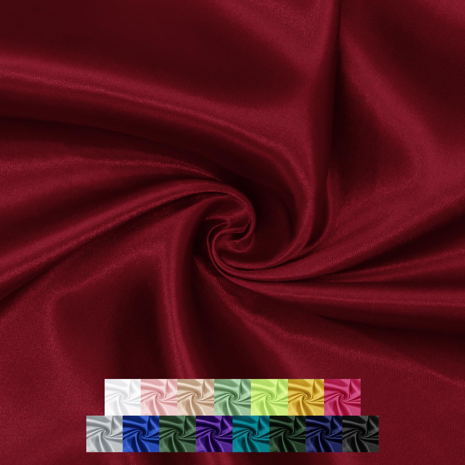 P Pothuiny 60 Inch Wide Maroon Satin Fabric by The Yard, Silky Charmeuse Satin Fabric for Bridal Wedding Dress Decor DIY Apparel Crafts, 1 Yard