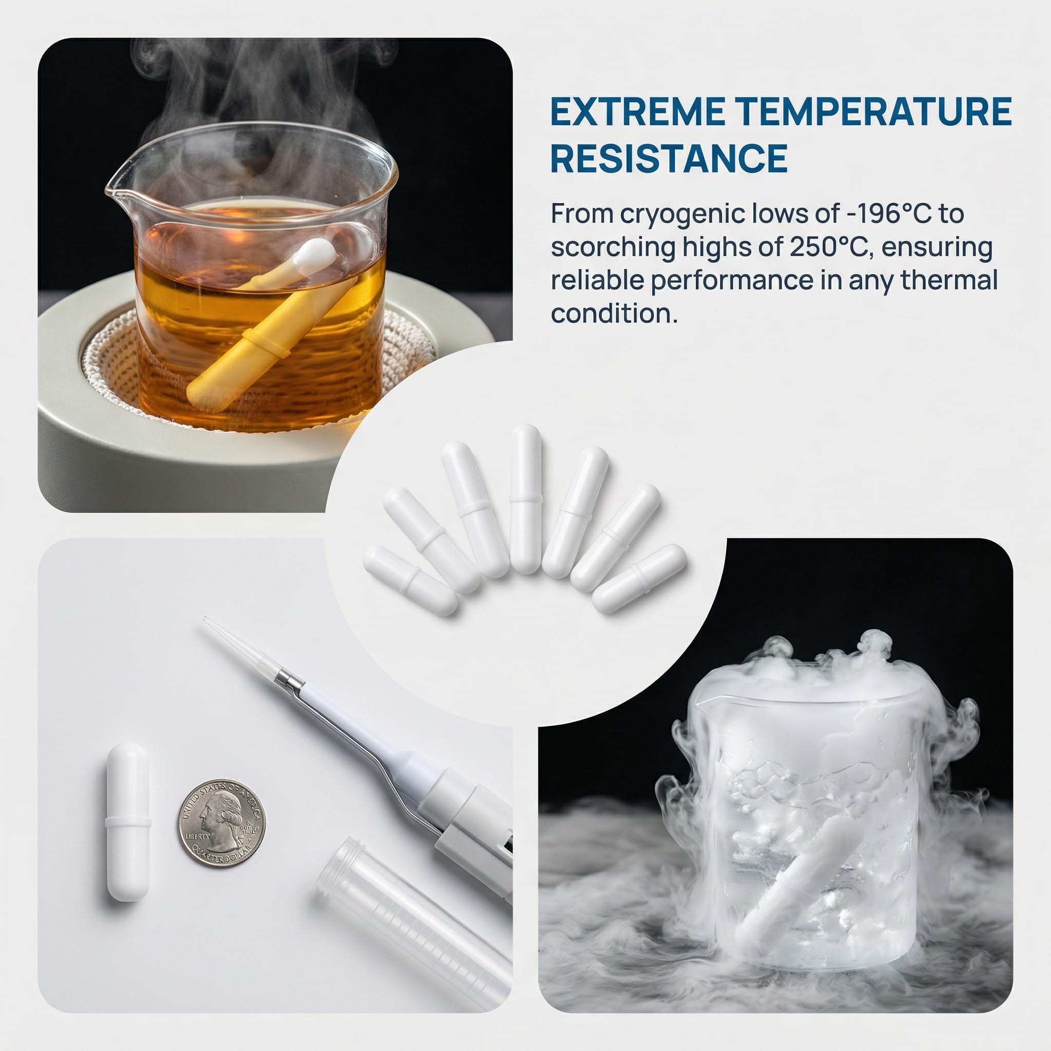 Magnetic Stir Bar Set - 7pcs PTFE Lab Stirrer -7