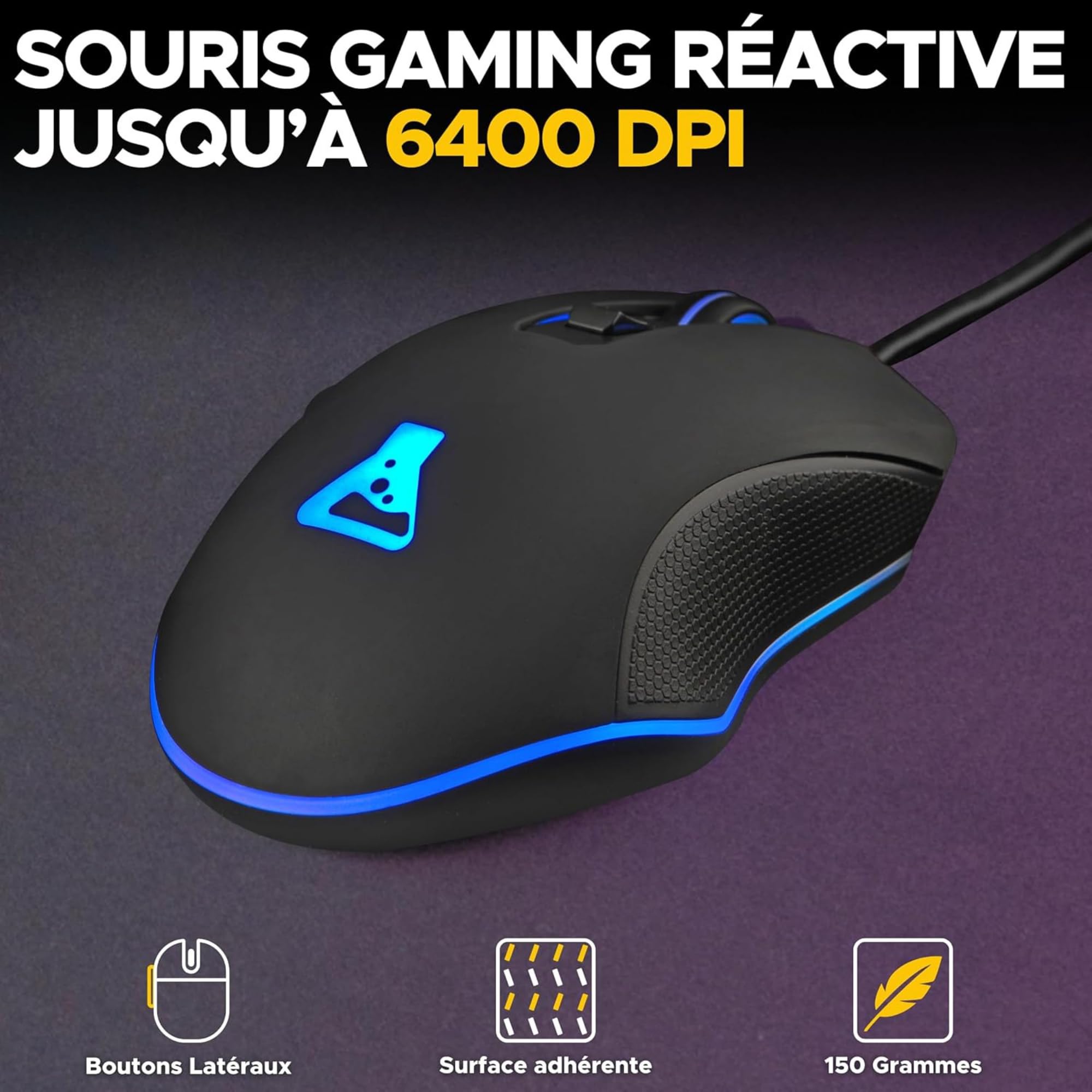 The G-Lab - Combo Hydrogen - Pack Clavier Souris Gamer, Clavier Gamer 65% Filaire, Rétroéclairage RGB, azerty, Format Compact + Souris Gaming RGB, 6 Boutons, 7200 DPI - PC/PS4/PS5 – Gris/Noir