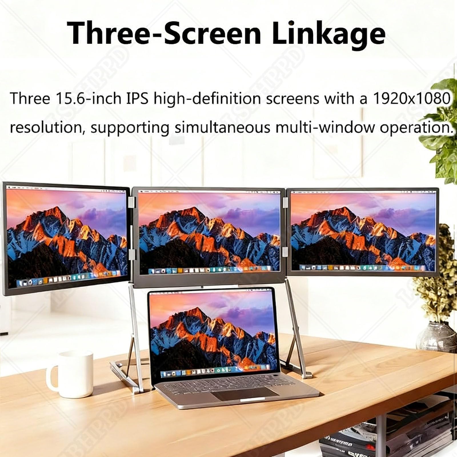 15.6” Monitor Portátil Triple Pantalla,Extensor Pantalla Portátil Fhd 1080p 120% Srgb,Plug and Play con USB-C/HDMI,Compatible con Portátiles 14-15.6 Pulgadas – Ideal para Trabajo Y Vi 15.6in — view 5
