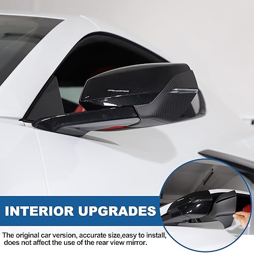 Miniatura 4 de Cubierta de la tapa del espejo lateral del automóvil compatible con Chevrolet Corvette C8 Stingray 2020-2024 100% fibra de carbono real, 4 piezas de