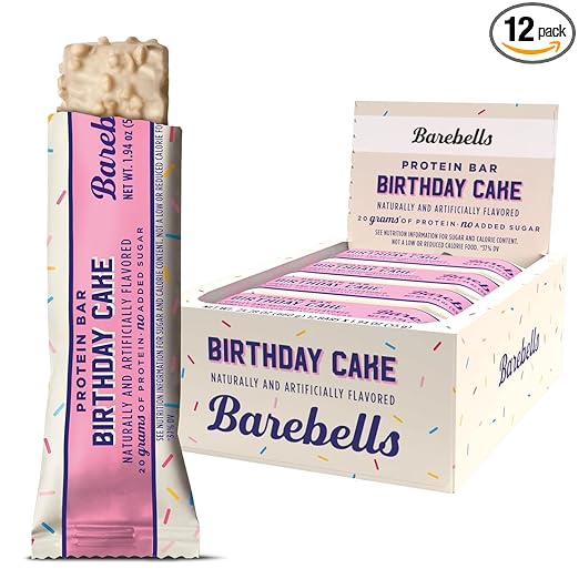 Barebells Protein Bars Birthday Cake - 12 Count, 20g High Protein Treats - Chocolate Nutrition Bar with 1g Total Sugars - On-The-Go Breakfast or Post-Workout Snack