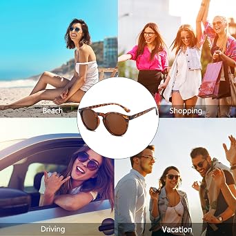 YAMEIZE Polarized Sunglasses Women Vintage Round -Classic Retro Small Round Tinted 90s Sunglasses Unisex UV400 Protection