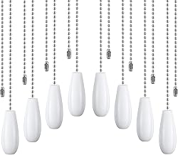 8 Pieces Ceiling Fan Pull Chains Extender Wooden Pendant Pull Chain Extension for Ceiling Light Lamp Fan (White)