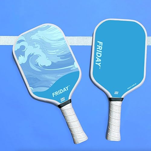 Miniatura 3 de Friday Paleta de pickleball, aprobada por Pickleball, fibra de carbono duradera, diseño de unibody termoformado, núcleo de panal, superficie arenosa