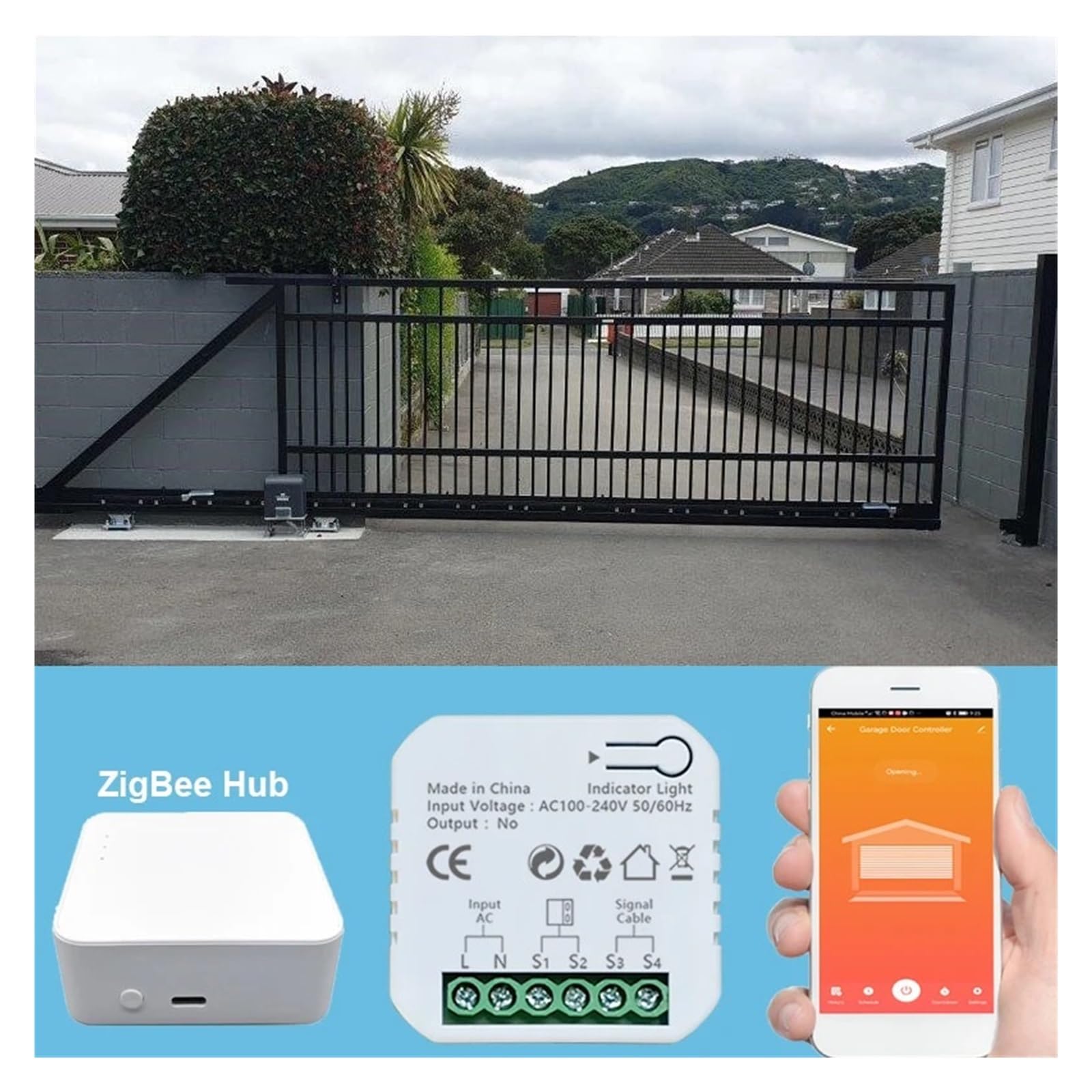 Schiebetorantrieb, Smart Home Zubehör Garagentoröffner Garagentoröffner Smart ZIGBEE 46x46x18mm AC 110-240V Fernbedienung