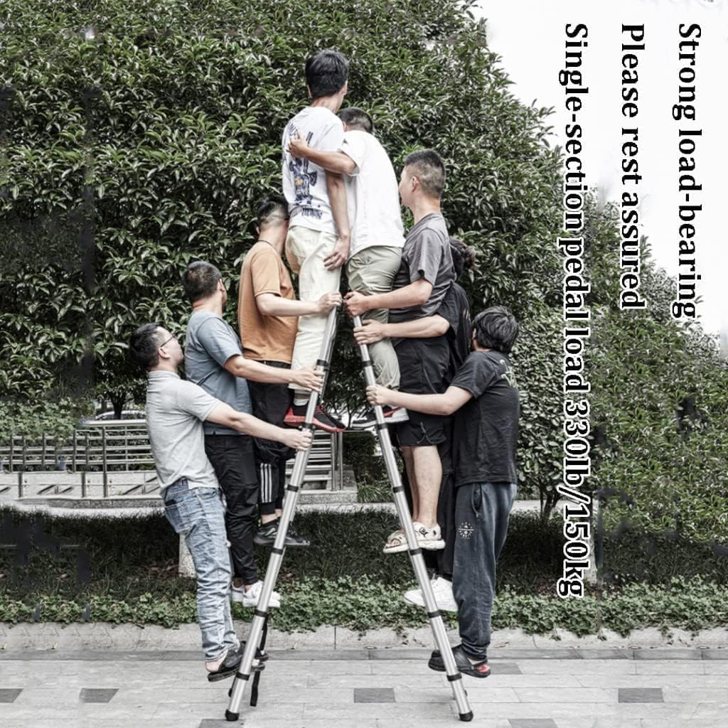 Telescoping Extension Ladder, Wide Pedal A-Frame Ladder Telescoping Ladder Portable Extension Ladder Aluminum Step Ladder for Home Industrial 330LB/150KG Capa The vast Ocean