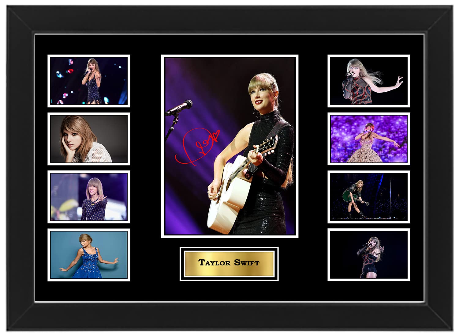 Autographed Poster Print Collage Of Taylor Swift - Signed Fan Gift - Collectors Merchandise For The TS Music Fan (Framed, A4 (30x20cm))