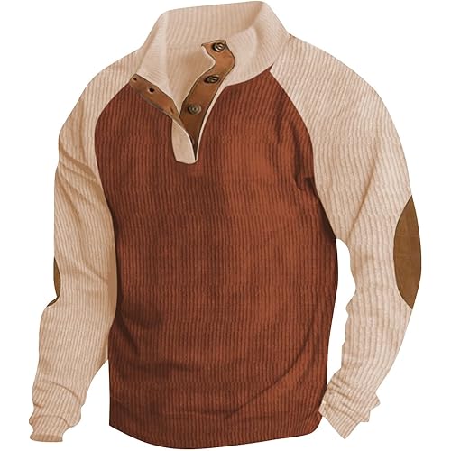 Ymosrh Men's Sweatshirt European Size Outdoor Casual Standing Collar Long-Sleeved Sweater Crewneck Sweatshirts, S-5XL