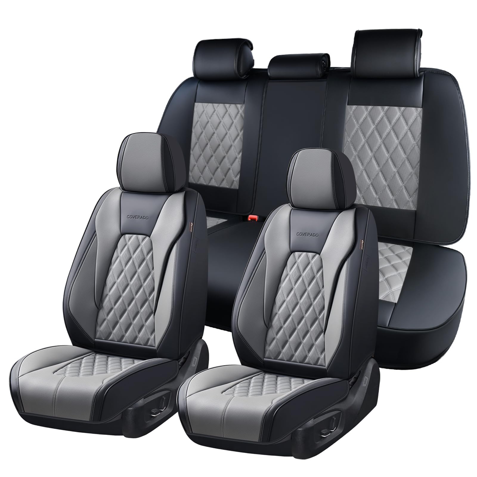 Coverado Car Seat Covers for Cars Waterproof Automotive Seat Protectors Leather Car Seat Covers Full Set 5 Seats