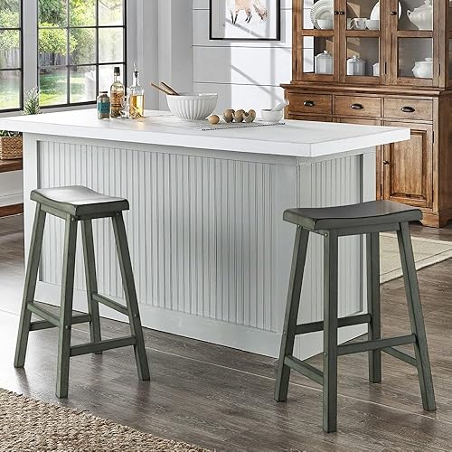 Miniatura 5 de Inspire Q Salvador II - Taburetes de bar sin respaldo (juego de 2) de Classic Antique White Antiguo, acabado de madera