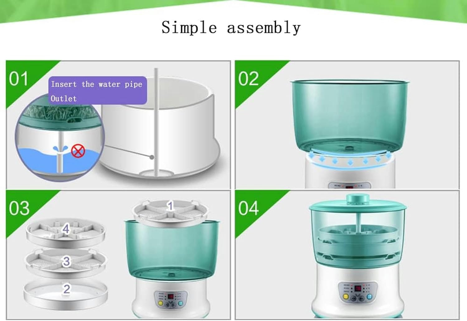 Automatic Seed Germination Kit, Bean Sprout Machine Home Kitchen Large-Capacity Soilless Cultivation Grain Seed Germination Device-1/