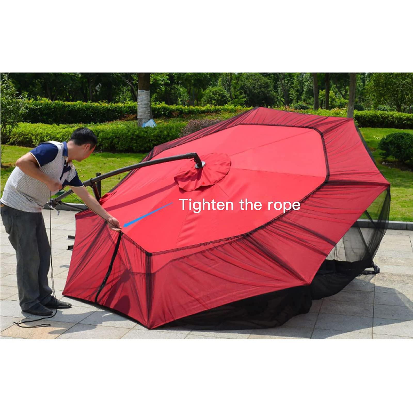 Ombrellone da giardino con zanzariera, con porta con cerniera, copertura in rete di poliestere per esterni, giardino, cortile, campeggio, adatto per gazebo