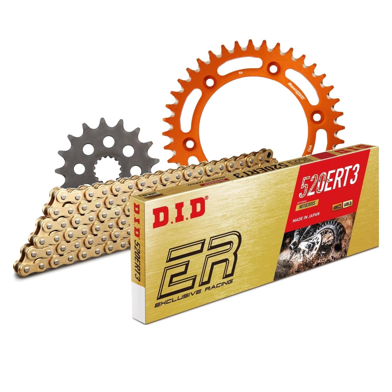 Kettensatz DID Alu 520ERT2 / 108 Clipschloss orange für KTM LC4 Adventure R EXC Rally 640 ccm Bj. 1997-1998