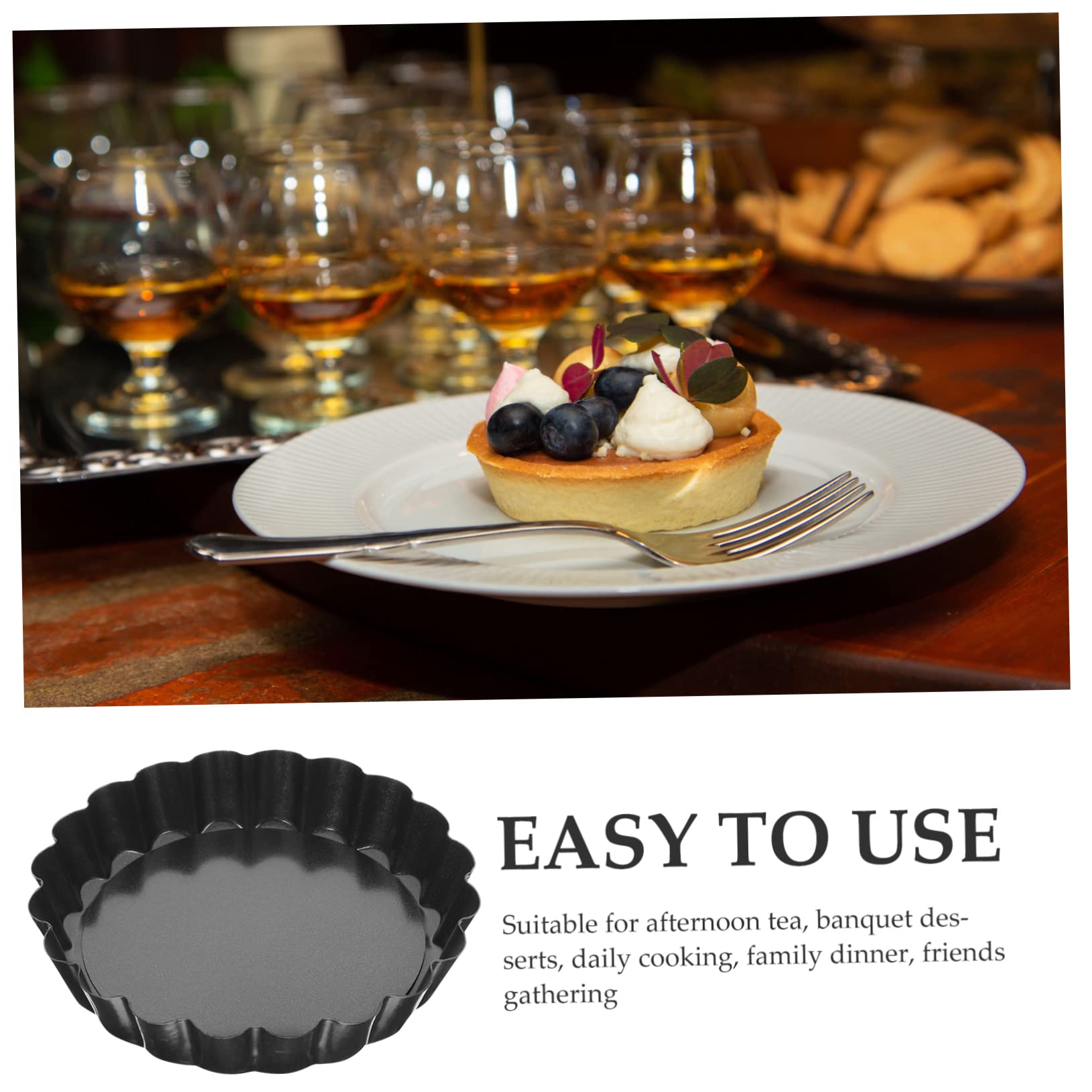 GRIRIW 8pcs Mini Tart Molds Non Stick Egg Tart Baking Pans with Removable Bottoms for Cupcakes Pies and Tartlets for Special Occasions and Everyday Use