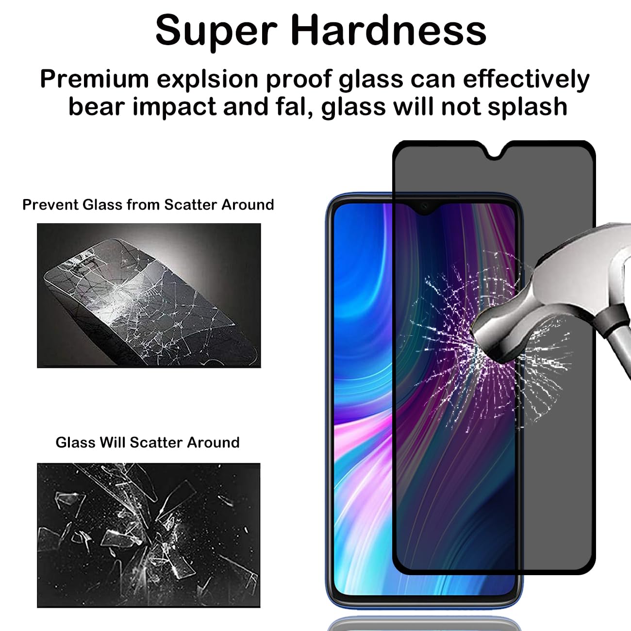 Lot De 3 Protection Écran Anti-Espion Pour Xiaomi Redmi 13