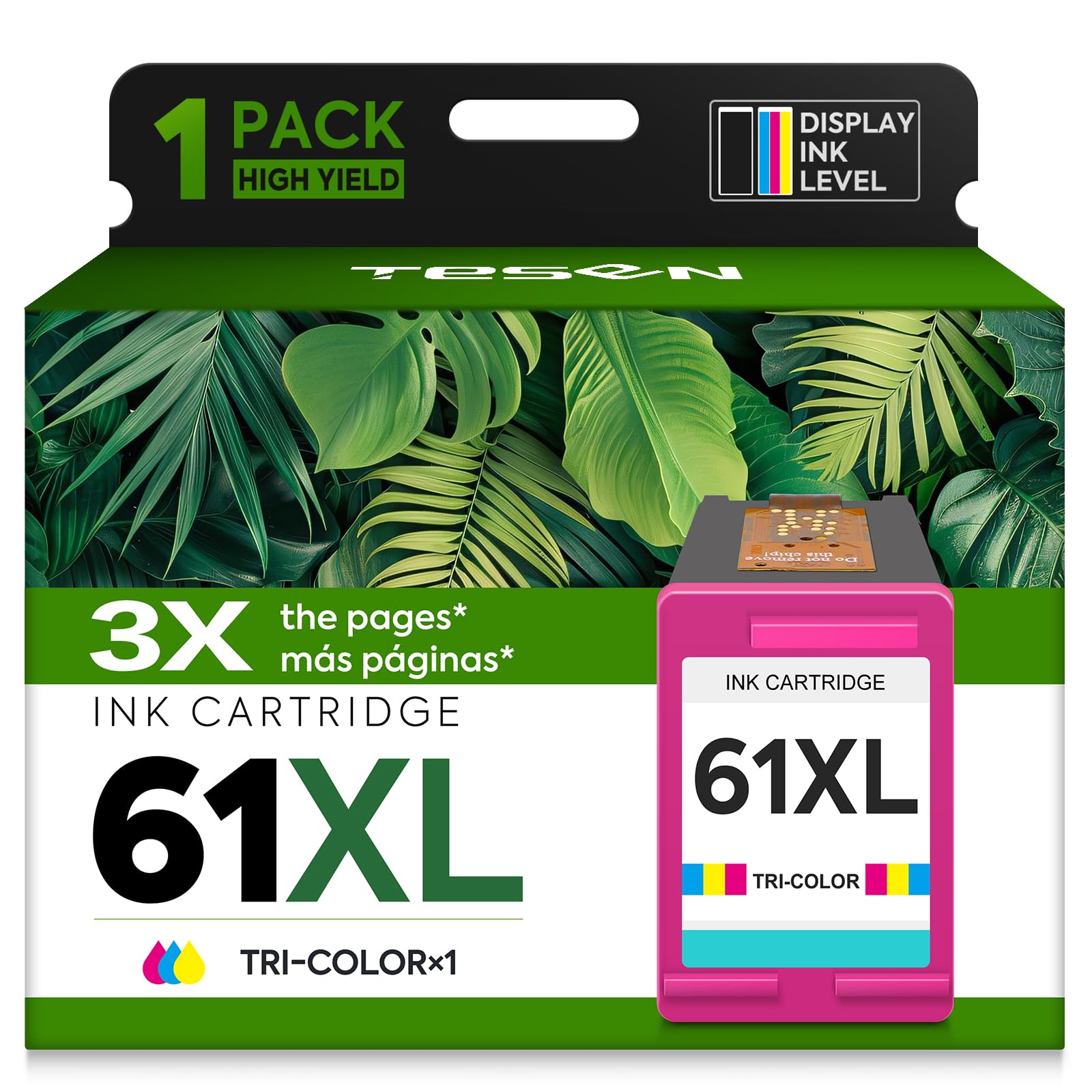 61XL Ink Cartridges Replacement for HP 61 XL Color Ink Cartridge HP61 61XL Works with HP Envy 5530 4500 4502 5535 Deskjet 2540 2541 3050 3510 1510 OfficeJet 4630 4632 Printer (Tri-Color, 1-Pack)