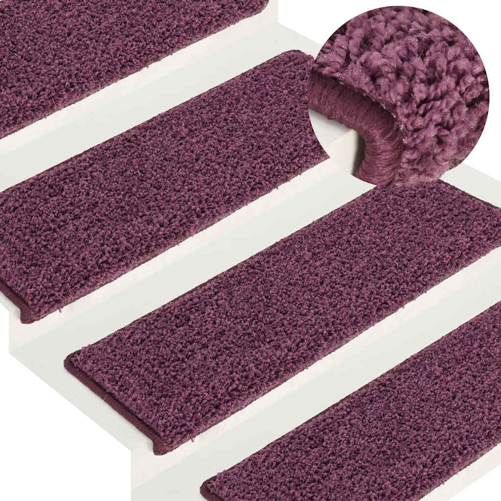 Tappetini per gradini 30 pezzi 65 x 21 cm viola scuro