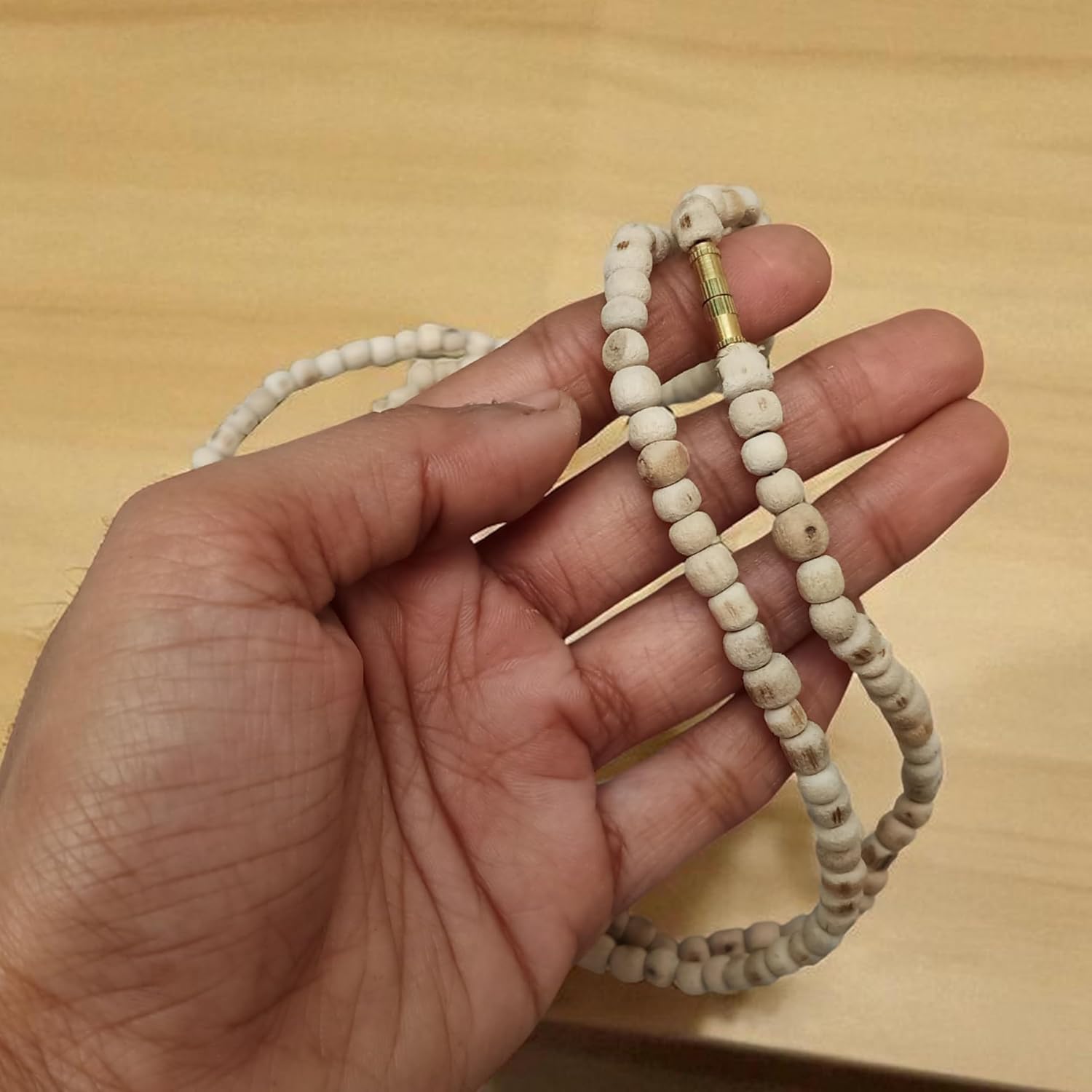 Tulsi Prayer Mala Beads 108 | Sacred Hindu Meditation & Japa Necklace | Natural Tulsi Wood Spiritual Rosary for Chanting, Yoga, Prayer, Healing & Positive Energy | Handmade Tulsi Jap Mala for Devotion - Image 4