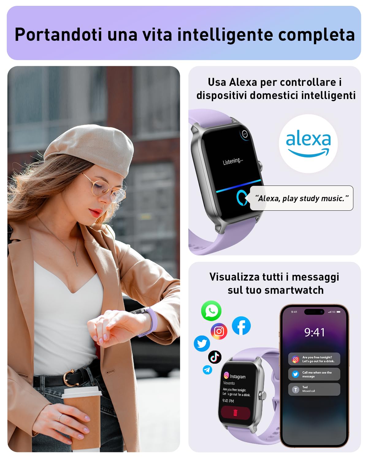 Smartwatch Donna, 1.8" Orologio Smartwatch Chiamate e Risposta, Fitness Tracker con Contapassi Cardiofrequenzimetro SpO2,110 Modalità Sport, Monitoraggio del Sonno, Impermeabile IP68 per Android iOS