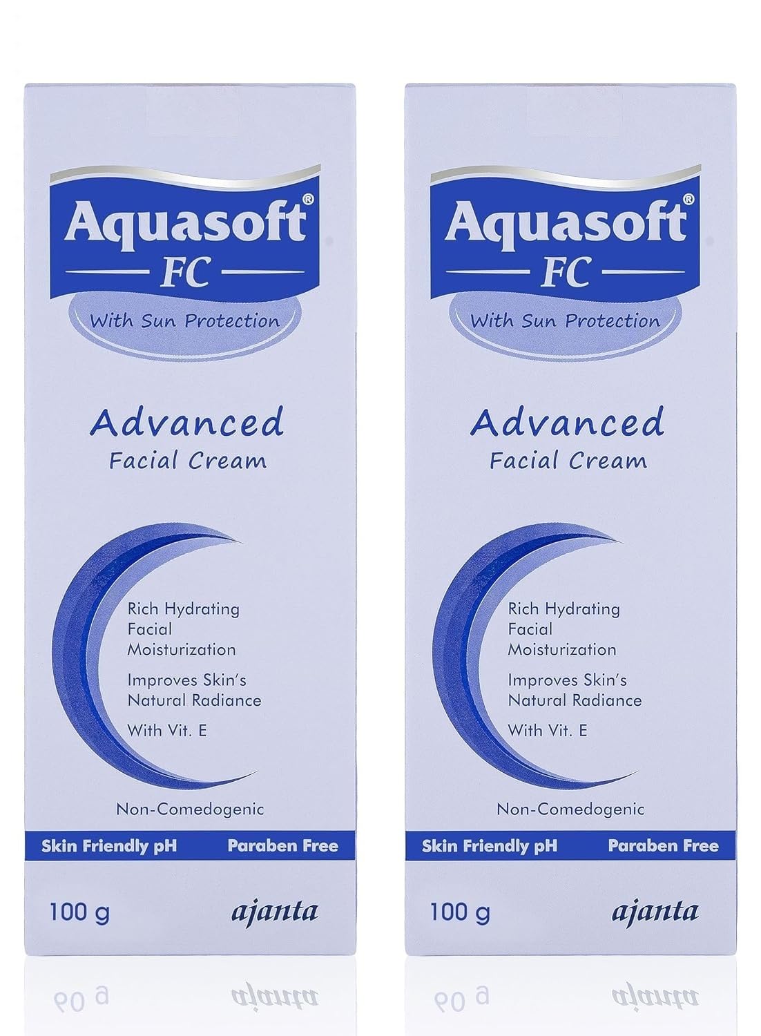 Aquasoft FC Cream 100gm – Moisturiser for deep hydration & radiance with Aquaxyl & Vitamin E Lightweight, non-greasy, paraben-free daily face cream for acne-prone skin,Pack of 2