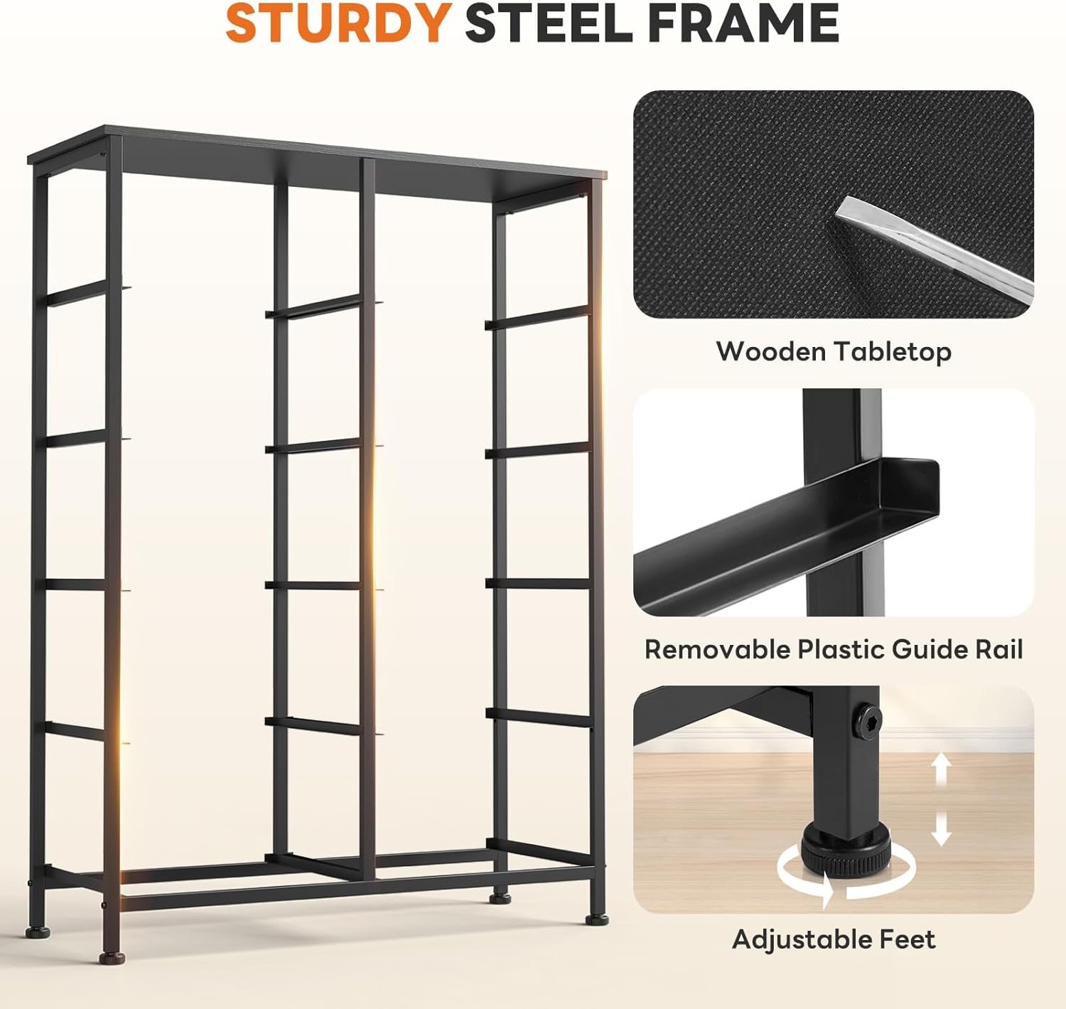 Sweetcrispy 10 Drawer Fabric Dresser Storage Tower with Bins, Tall Chest Organizer for Bedroom Closet Hallway, Steel Frame Wood Top Easy Pull Handles,Black - Image 7