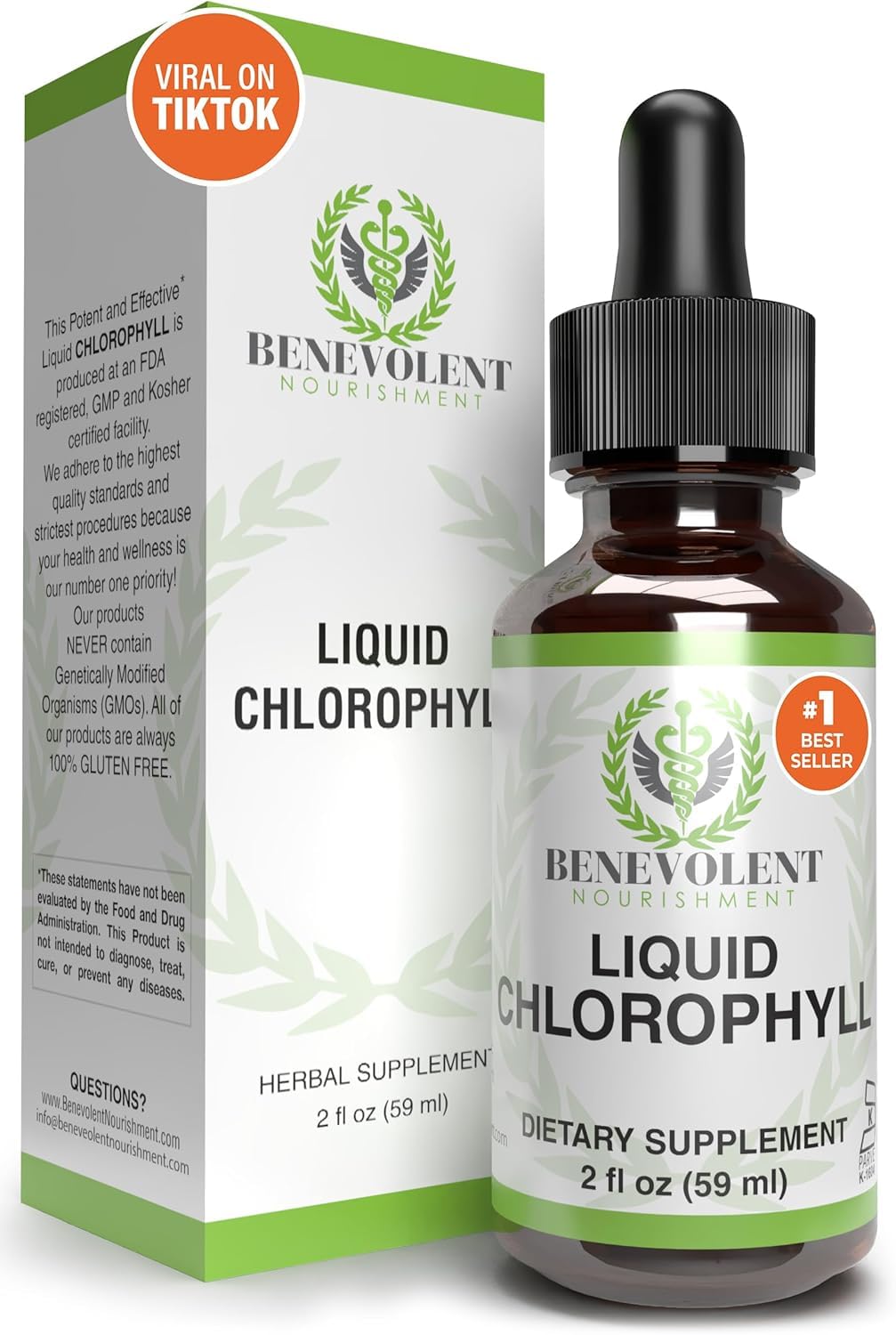 Benevolent NourishmentAlcohol and Gluten-Free Natural, Potent, Minty Taste Altitude Sickness Chlorophyll Liquid Drops Internal Deodorant