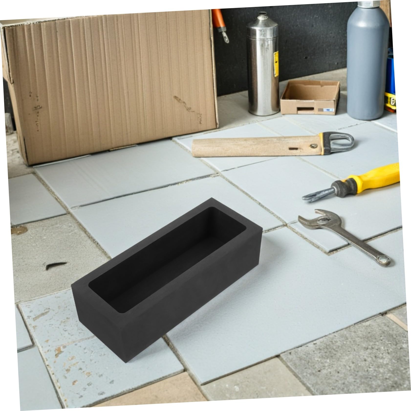 Angoily Creuset et Précision D'ingénierie 5kg en Graphite Noir Performance Antiadhésive pour Fonderie de Bijoux en Métaux Précieux Adaptée la Coulée en Atelier